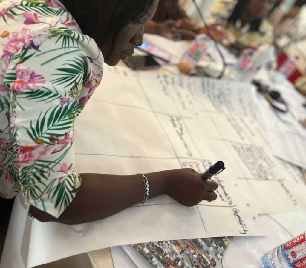 Members of the Women, Youth, Peace and Security Working Group in West Africa and the Sahel analyzing drivers of conflict and peace in the region